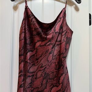 L'AGENCE Crimson and Ebony Snake Print Camisole
